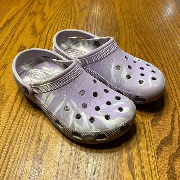 Crocs purple marbled clogs-women’s size 8 - Picture 1 of 9
